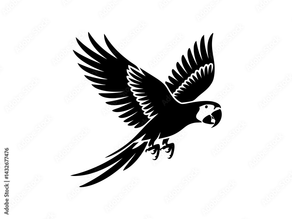 Fototapeta premium Flying parrot silhouette vector illustration