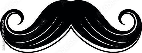 Mustache Silhouette Vector | Grooming Icon, Beard Shape & Retro Facial Style in Black Vector