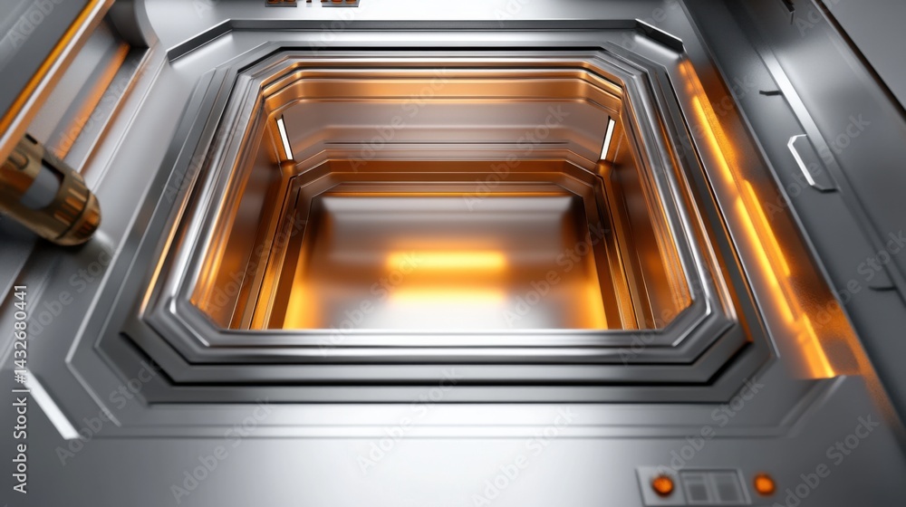 Half-open metal safe door revealing an empty interior, 3D render, on a white background Half-open metal safe door revealing an empty interior, 3D render, on a white background