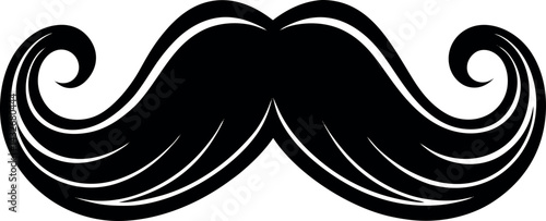 Mustache Silhouette Vector | Grooming Icon, Beard Shape & Retro Facial Style in Black Vector