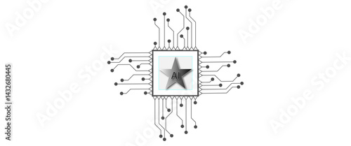 Circuit electronic chip processor, Artificial intelligence Ai logo icon, Digital IT technology future, Vector illustration. 