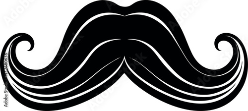 Mustache Silhouette Vector | Grooming Icon, Beard Shape & Retro Facial Style in Black Vector