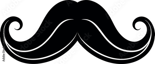 Mustache Silhouette Vector | Grooming Icon, Beard Shape & Retro Facial Style in Black Vector