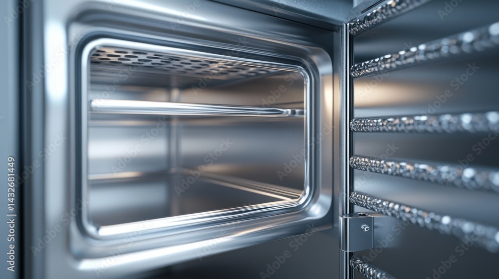 Obraz premium Metal safe door half open with a clean, empty interior, 3D render, white background