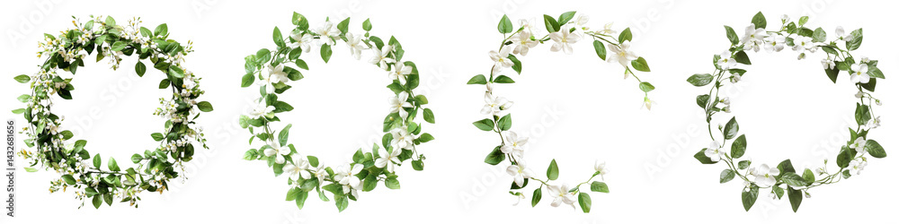 Jasmine garland handmade Isolated on transparent background. PNG , Set of Jasmine garland handmade Isolated on transparent background. PNG , Set of