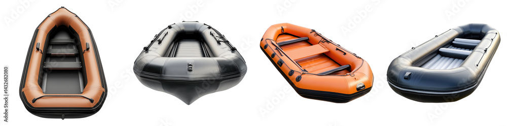 Inflatable boat Isolated on transparent background. PNG , Set of Inflatable boat Isolated on transparent background. PNG , Set of