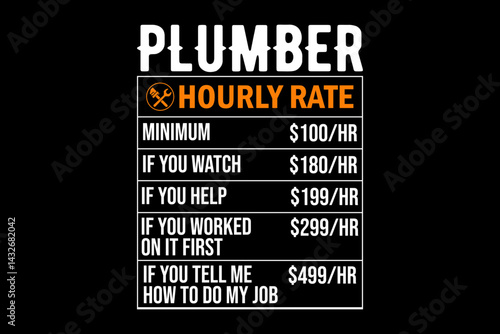 Plumber hourly rate svg quotes typography t-shirt design for cricut.