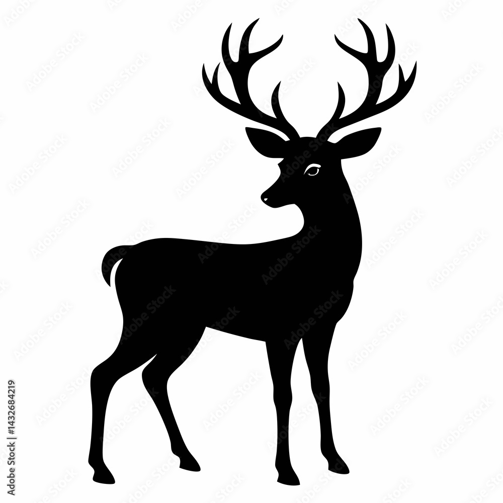 Fototapeta premium Majestic Deer Silhouette Vector Design