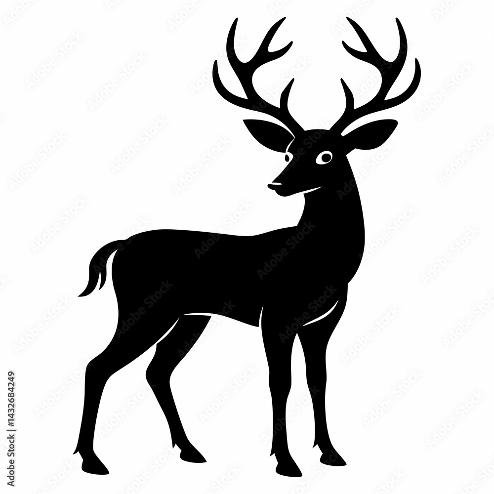Fototapeta premium Majestic Deer Silhouette Vector Design