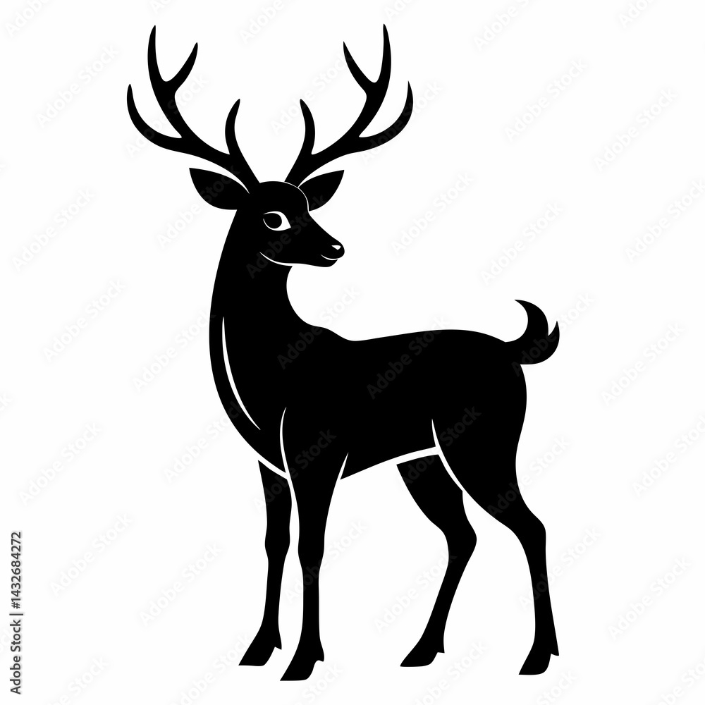 Obraz premium Majestic Deer Silhouette Vector Design
