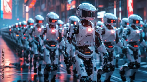 Wallpaper Mural Robots Marching in a Futuristic City Torontodigital.ca