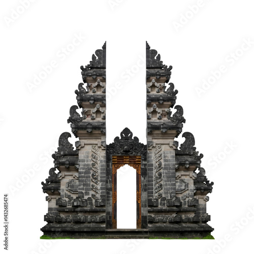 Bali gate on white background