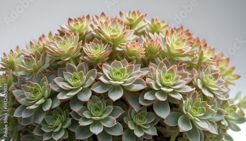 A beautiful succulent plant with a cluster of leaves showing the details in a close-up view.