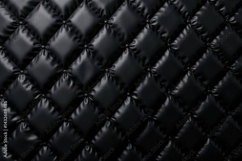 Fototapeta premium Intricate diamond-quilted black silk backdrop , stage, textile