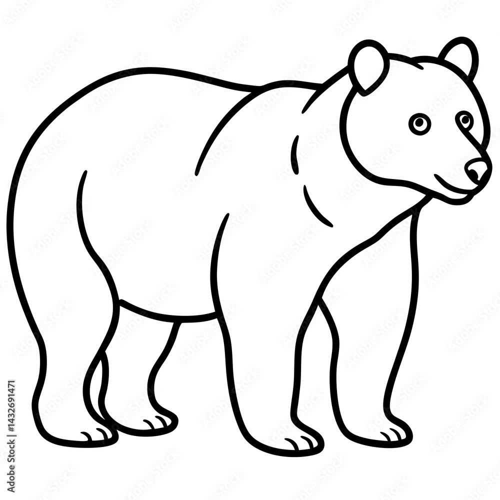 Minimalist Bear Line Art Vector Minimalist Bear Line Art Vector