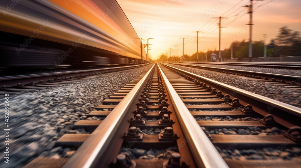 Fototapeta premium Train Tracks at Sunset