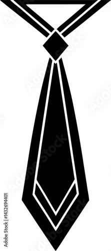 Necktie Silhouette Vector | Formal Wear, Business Accessory & Fashion Icon in Black Vector