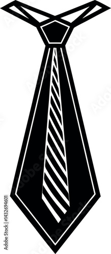 Necktie Silhouette Vector | Formal Wear, Business Accessory & Fashion Icon in Black Vector