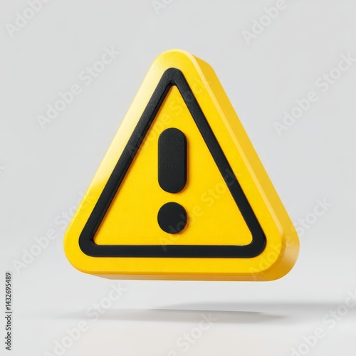 a 3D warning sign - a yellow triangle with a black exclamation mark