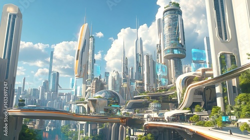 Futuristic Cityscape: A Vibrant, Eco-Friendly Metropolis