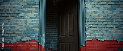 Obraz na płótnie Open Doorway, Brick Wall w salonie