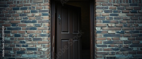 Obraz na płótnie Open Door in Brick Wall w salonie