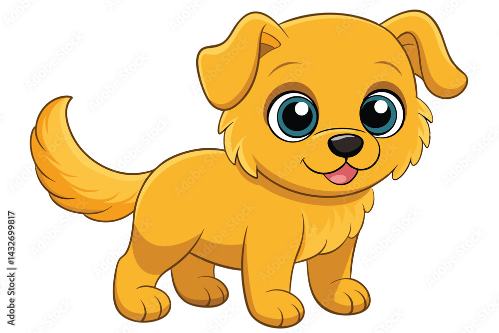 Fototapeta premium Illustration of Cute baby Golden Retrieve on white.