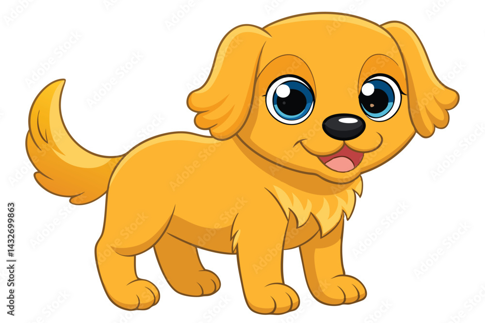 Obraz premium Illustration of Cute baby Golden Retrieve on white.