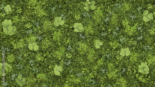 Aerial top-down view of dense green forest landscape with lush vegetation and natural patterns, bird's-eye perspective of forest floor showing organic texture as flat lay background,