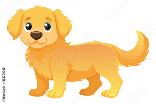 Illustration of Cute baby Golden Retrieve on white.
