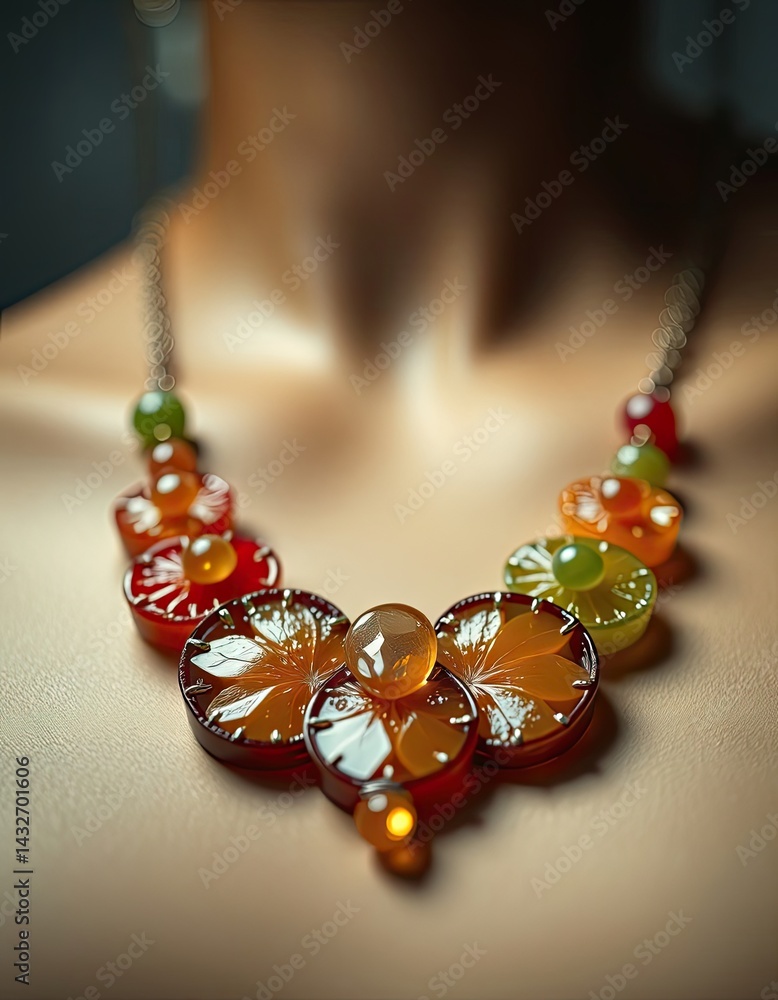 Statement necklace in warm tones