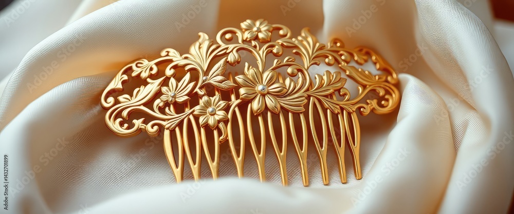 Golden Floral Hair Comb