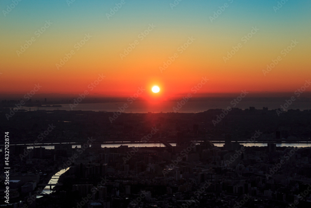 Naklejka premium sunset in the city