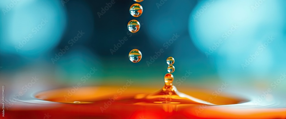 Liquid droplets falling