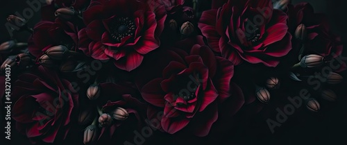 Obraz na płótnie Dark Red Floral Beauty w salonie