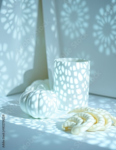 Obraz na płótnie White ceramic objects in light w salonie