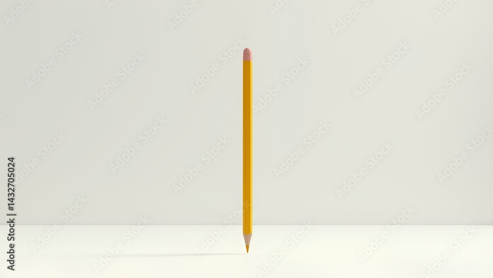 Minimal Floating Pencil on White Background – Creativity and Writing Concept