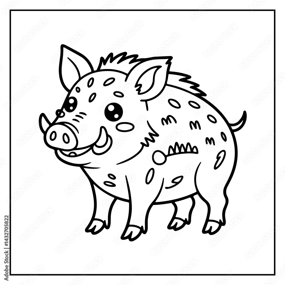 Fototapeta premium Kawaii Animals Bold and Easy Coloring Book for Kids and Adults