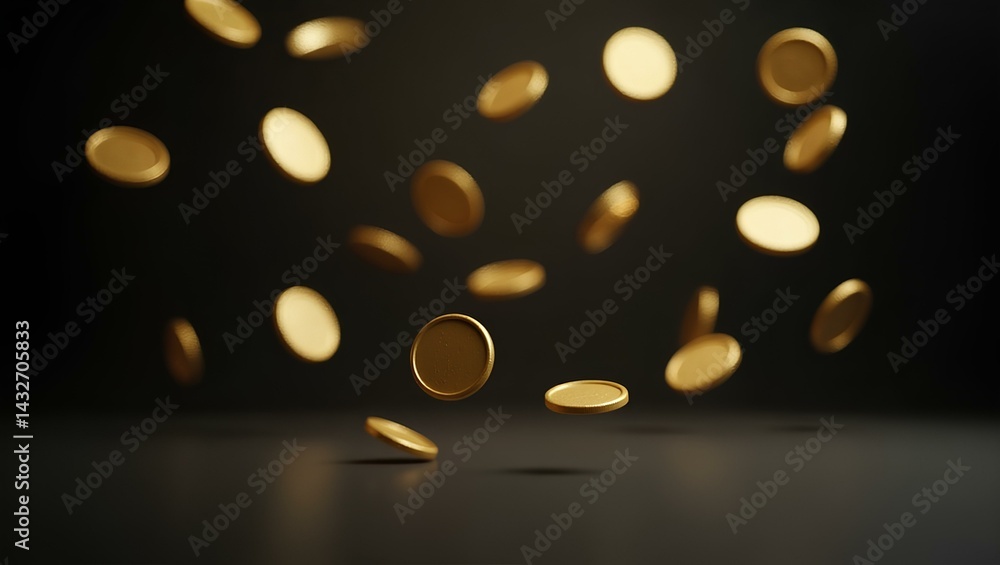 Flying Coins on Dark Background – Wealth and Finance Concept Flying Coins on Dark Background – Wealth and Finance Concept