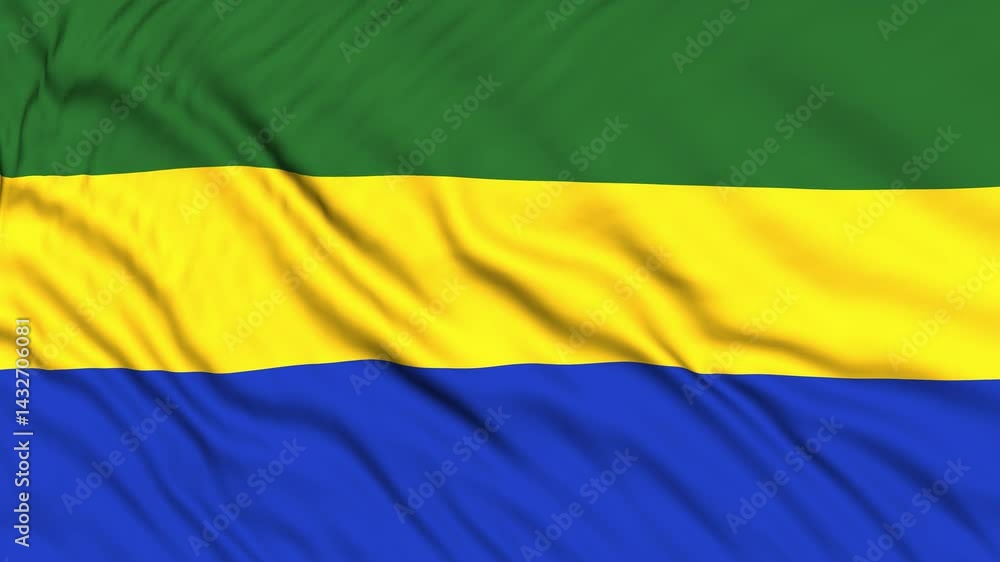 National flag of Gabon. Seamless flag Gabon waving in the wind National flag of Gabon. Seamless flag Gabon waving in the wind