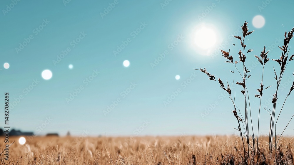 Obraz premium Wheat fields swaying in the wind, golden hues under the bright summer sun.