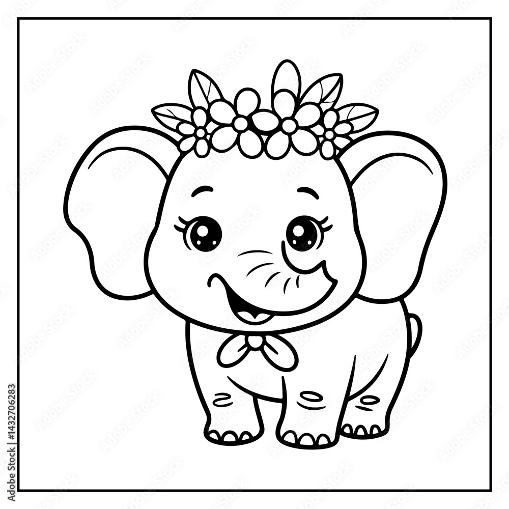 Fototapeta premium Kawaii Animals Bold and Easy Coloring Book for Kids and Adults