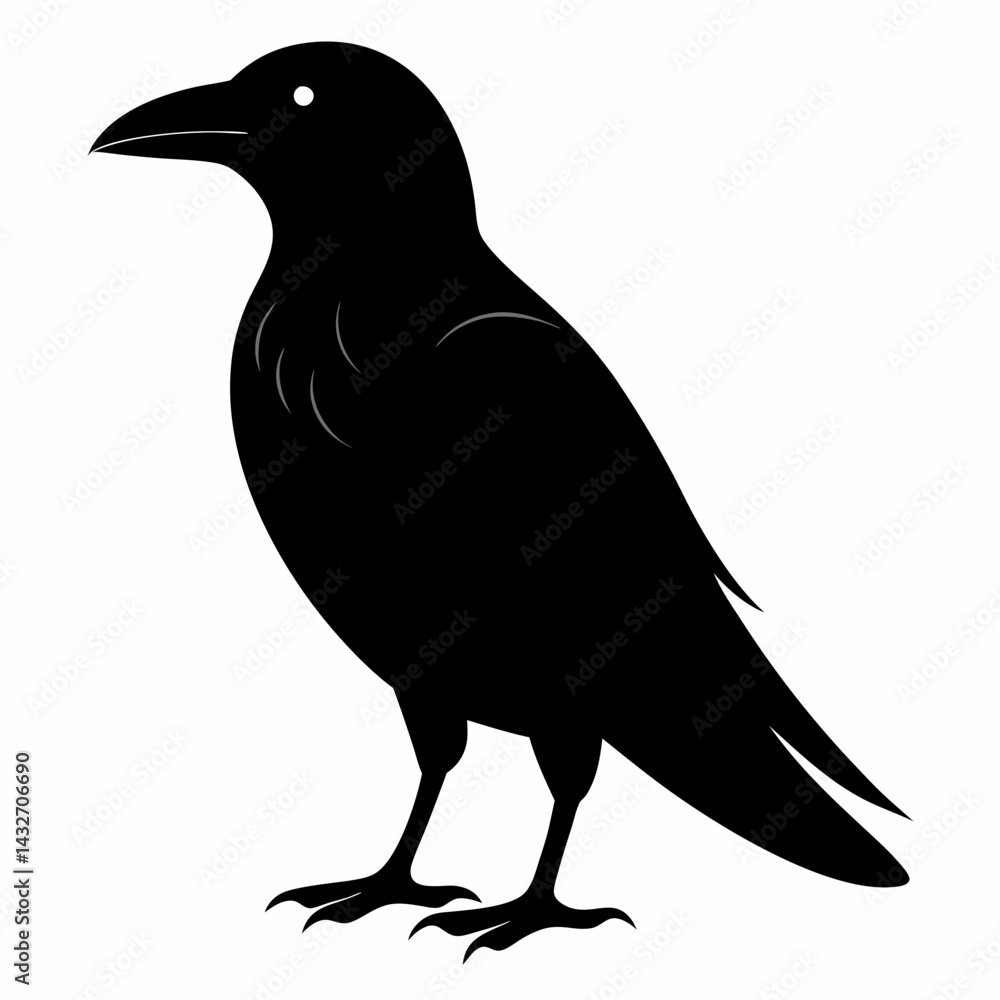 Obraz premium Minimalist Crow Silhouette Vector