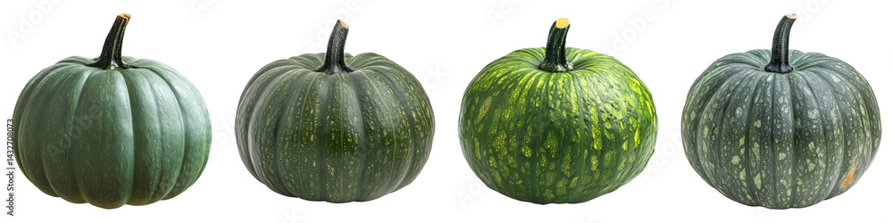 Green pumpkins Isolated on transparent background. PNG , Set of Green pumpkins Isolated on transparent background. PNG , Set of