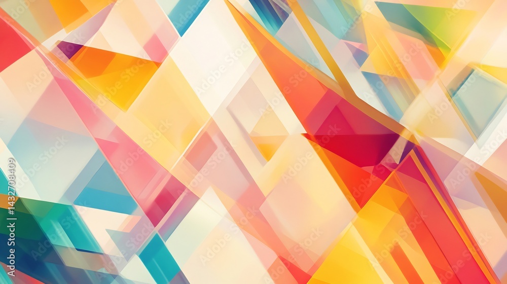 Abstract Geometric Artwork: Vibrant Interlocking Shapes in a Warm, Optimistic Style Abstract Geometric Artwork: Vibrant Interlocking Shapes in a Warm, Optimistic Style