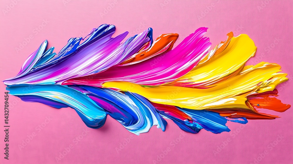 Abstract Colorful Paint Swirls on Pink Background Abstract Colorful Paint Swirls on Pink Background