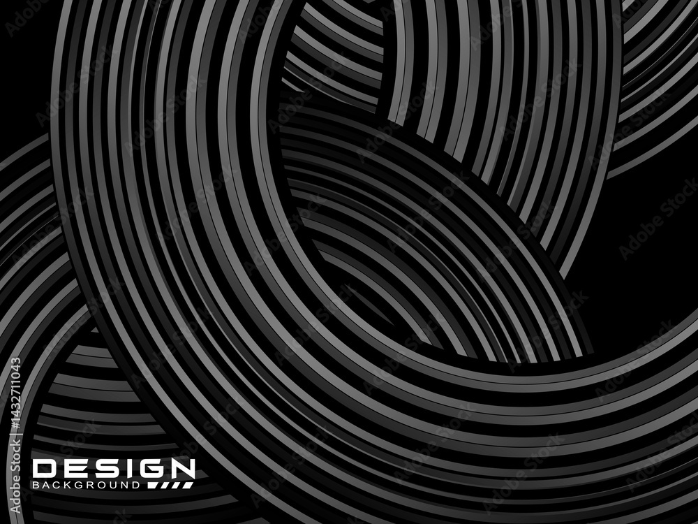 Obraz premium Abstract shining circle lines on black background. Geometric line art design. Modern shiny black lines. Futuristic technology concept. Suitable for posters, covers, banners, brochures, websites, etc
