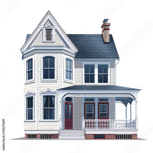 A cute house model of Colonial Revival house vector
