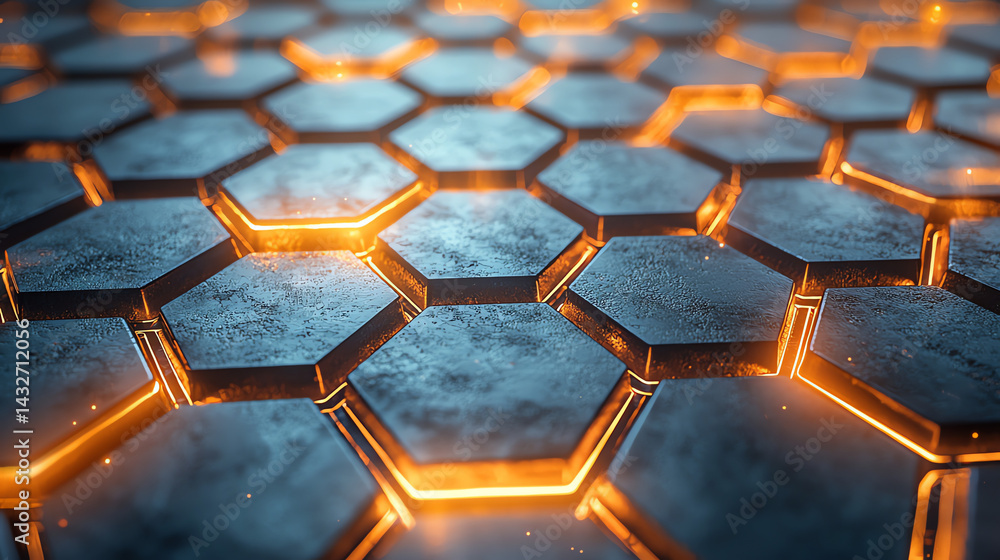 A top-down shot of a glowing hexagonal network symbolizing collaboration. Modern, clean, and professional, with soft lighting and cool tones. Perfect for business and tech themes A top-down shot of a glowing hexagonal network symbolizing collaboration. Modern, clean, and professional, with soft lighting and cool tones. Perfect for business and tech themes