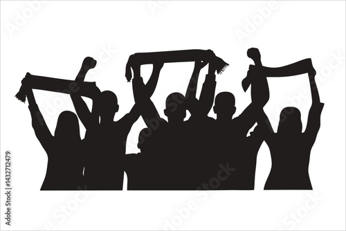 Silhouette of Crowd Cheering at Sports Event